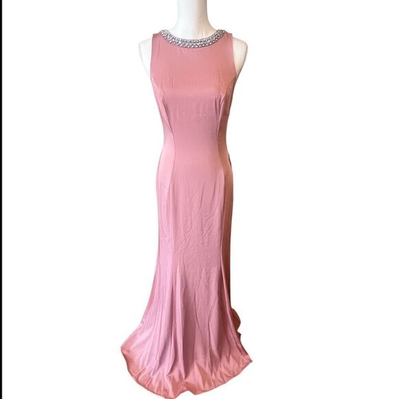 NWT IEENA FOR MAC DUGGAL Pink Embellished Neck Trumpet‎ Gown size 4 women's - Picture 4 of 13